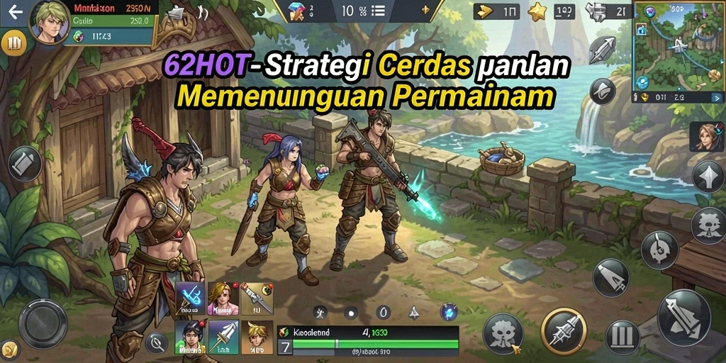 Tangkapan layar gameplay 62HOT yang menampilkan pertempuran strategis yang mendebarkan.