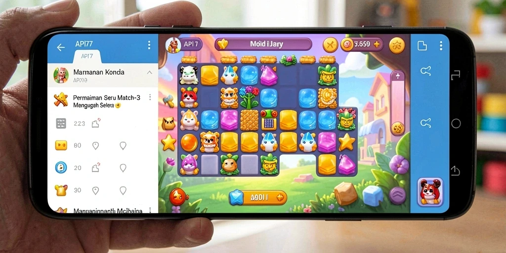Screenshot gameplay API77 yang menunjukkan aksi seru Match-3.