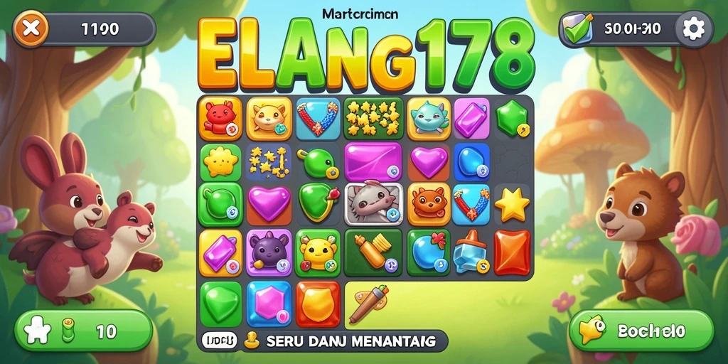 Tampilan menarik dari gameplay Match-3 ELANG178 yang seru.