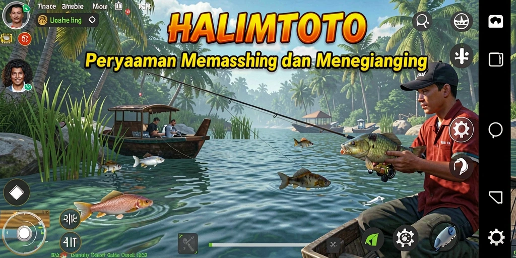 Gameplay seru HALIMTOTO dengan berbagai ikan yang menarik.