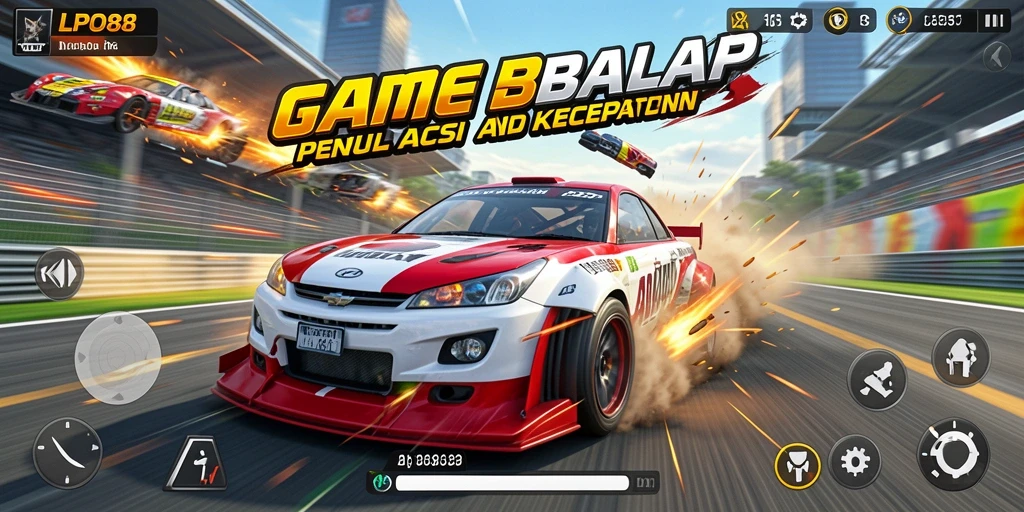 Tampilan gameplay LPO88 yang menegangkan saat balapan di jalanan.