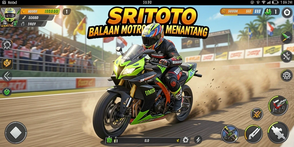 Gambaran aksi seru dalam balapan motor SRITOTO.